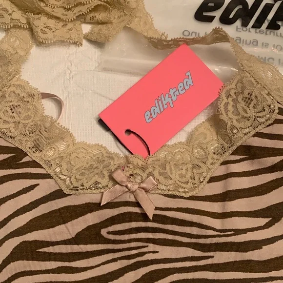 Edikted Tan & Brown Animal Print Top. Size M. NWT - Picture 2 of 5
